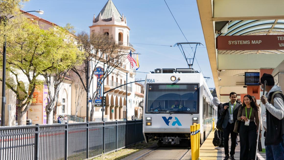 VTA light rail at convention center station