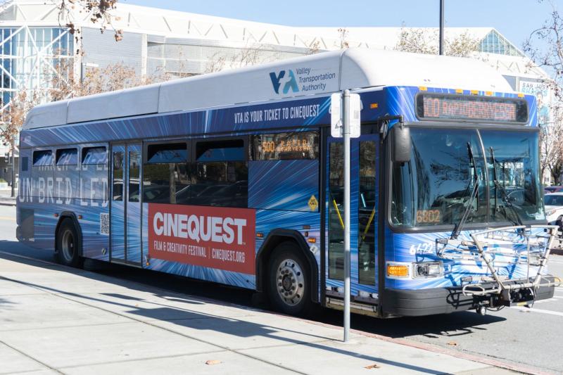 VTA Bus with Cinequest Bus Wrap