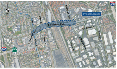 Calaveras Boulevard Google View Map of the Project Site