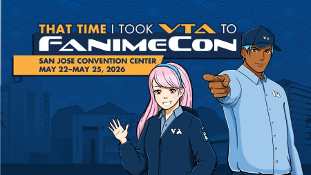 graphic of man and woman in VTA jackets and shirts with FanimeCon logo