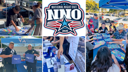 2026 National Night Out logo with photos in a collage format from previous NNO events VTA participated in