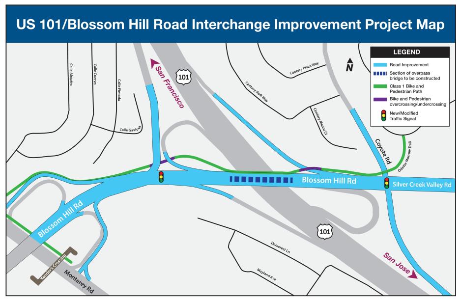 US 101/Blossom Hill Rd. Interchange Improvement Proejct MAP