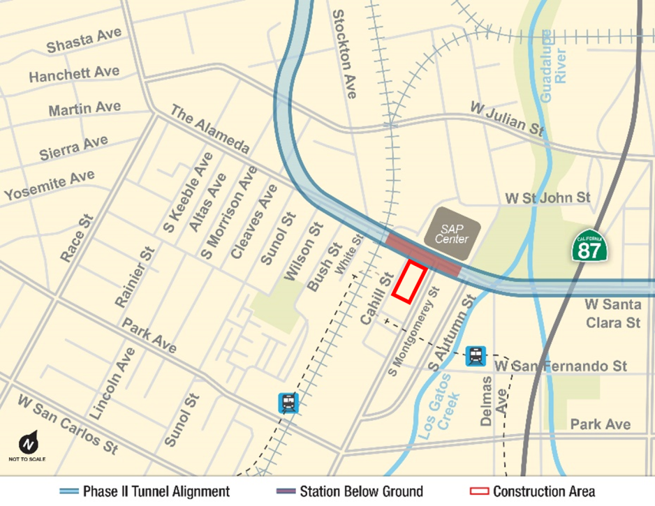 location of geotechnical work near Diridon Station 