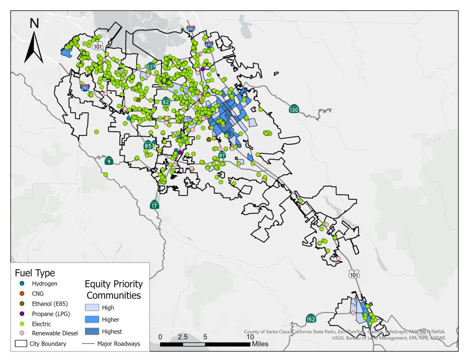 Map of Alternative Fuels Charging Stations in SC County 2024