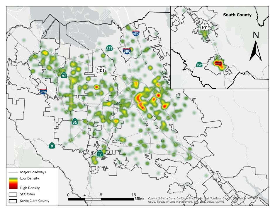 Image of 2023 Bike Ped Collisions Hot Spot Map in SC County