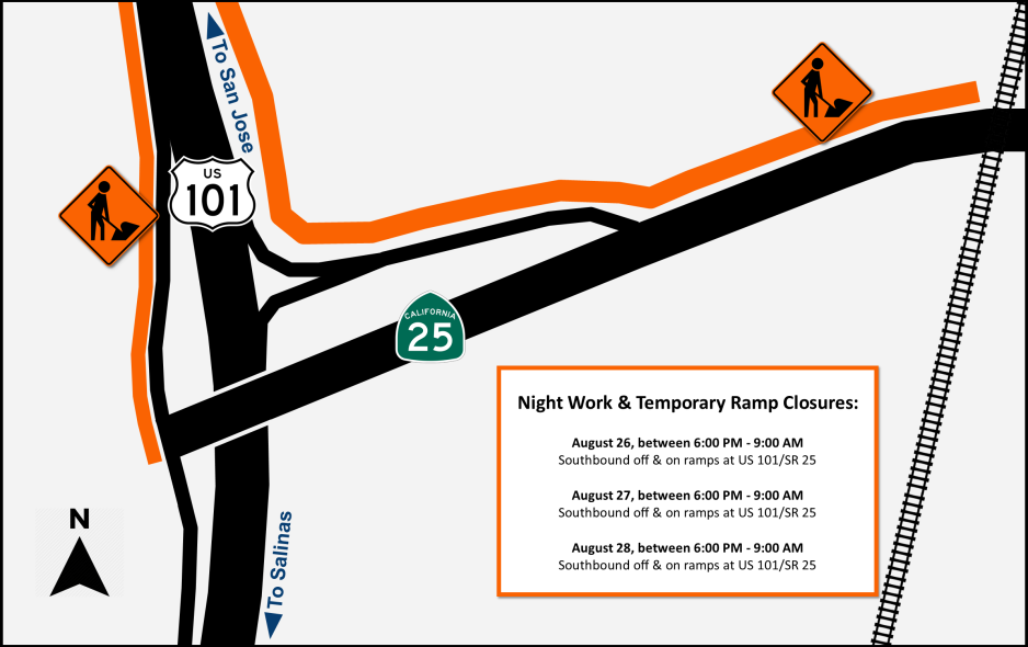 SR25 Traffic Advisory Map 8/26/25