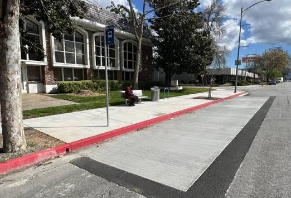 Image of a newly constructed bus pad