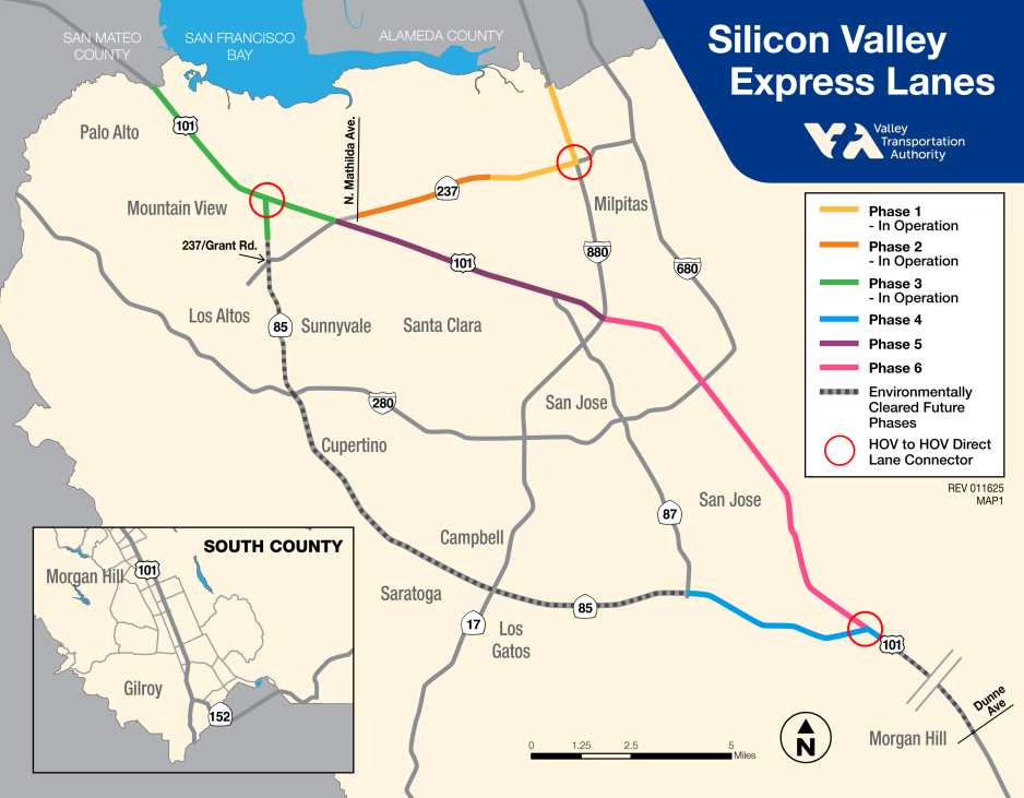 US101/SR85 Express Lanes MAP