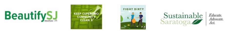 City of San Jose’s BeautifySJ, Cupertino’s Keep Cupertino Community Clean, Gilroy’s Love Gilroy, and Saratoga’s Sustainable Sarat