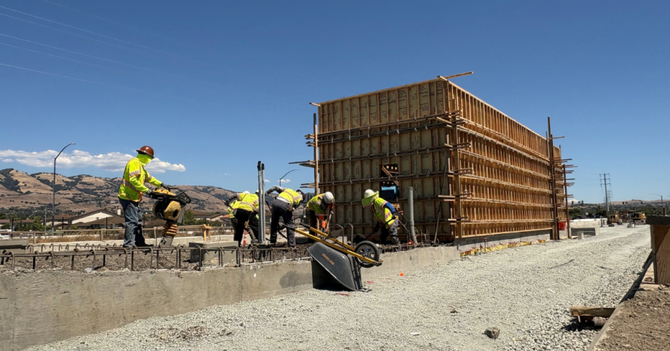 Crews building a communications room