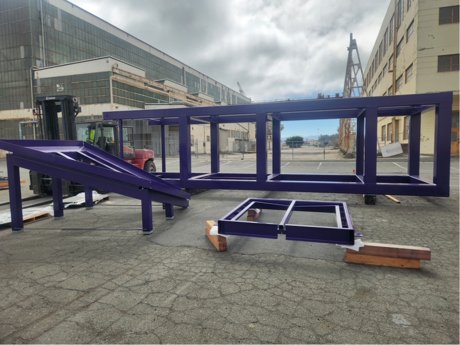 Purple steel structure for the VTA Story Station