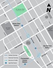 Proposed LR system trackway map with St. James LR Station removed.