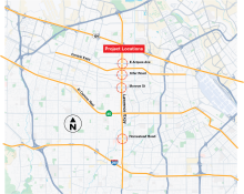 Lawrence Expressway with key intersections circled, representing future work locations.